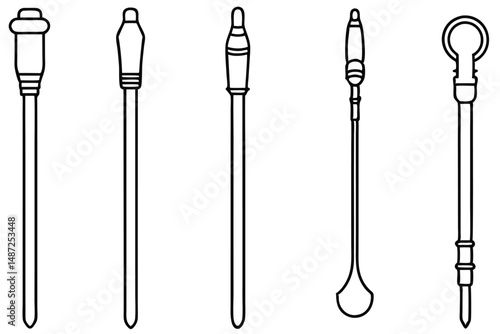 Foley catheters insertion technique Line art