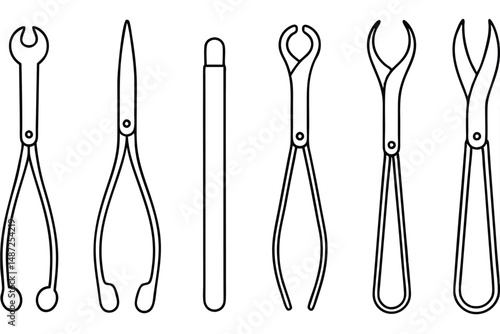 Forceps Used In Surgery Line art