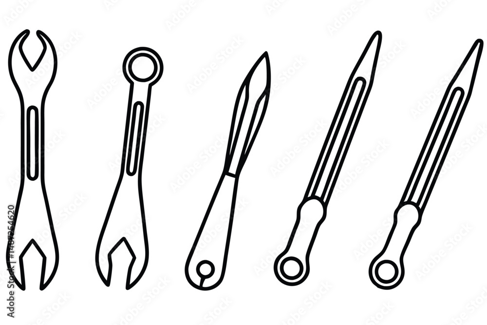 Forceps Precision Medical Instrument Line art Forceps Precision Medical Instrument Line art