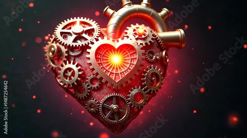 Intricate Clockwork Heart Beats with Mechanical Precision and Steampunk Charm