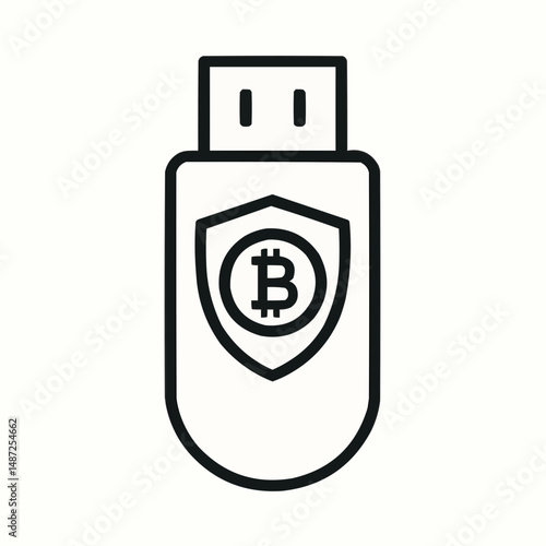 Simple USB flash drive with a coin embedded, representing hardware wallets.