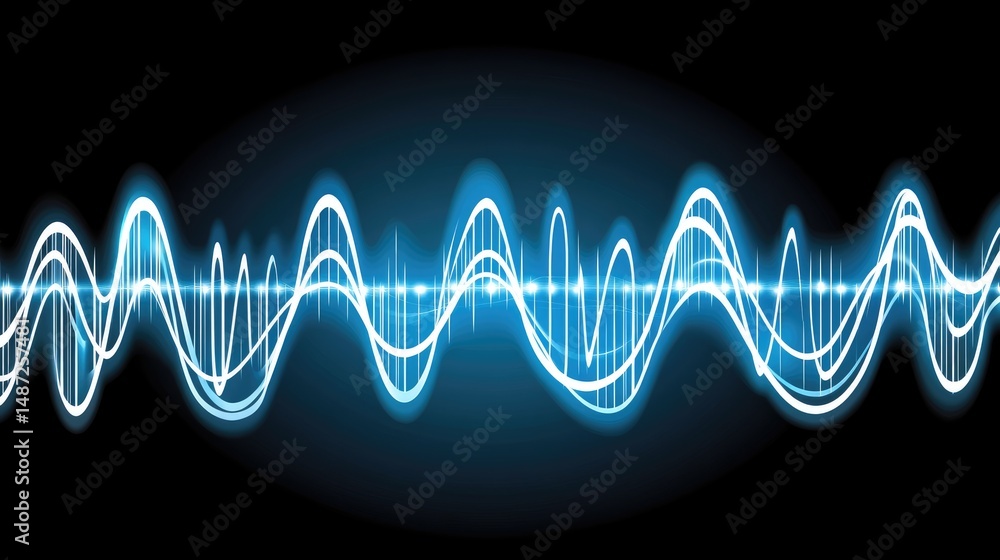 Fototapeta premium Abstract light blue sound waves