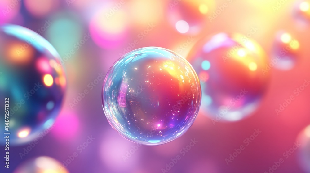 Abstract Colorful Spheres Floating in a Dreamlike Space Abstract Colorful Spheres Floating in a Dreamlike Space