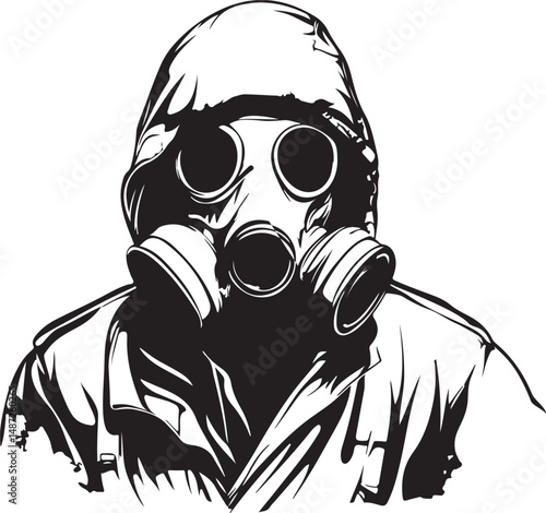 man in gas mask