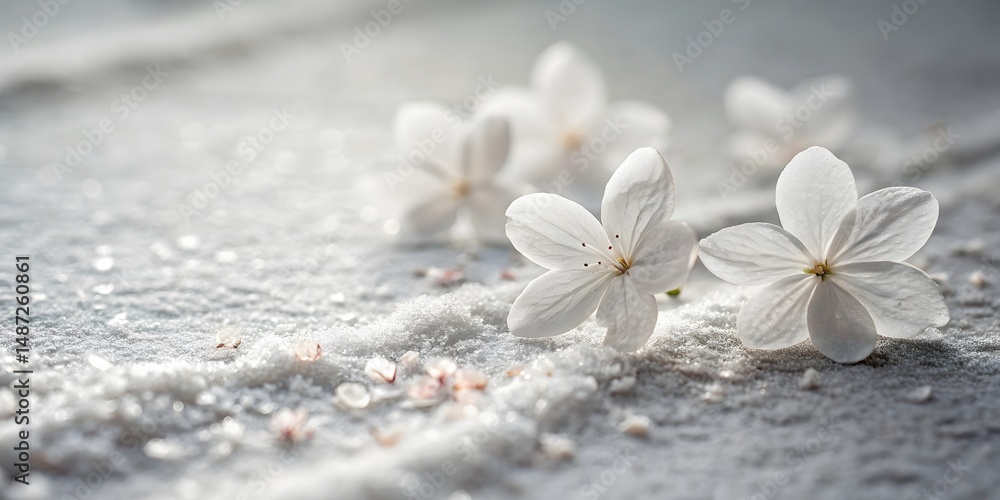 Fototapeta premium Cherry Blossoms on Marble Surface