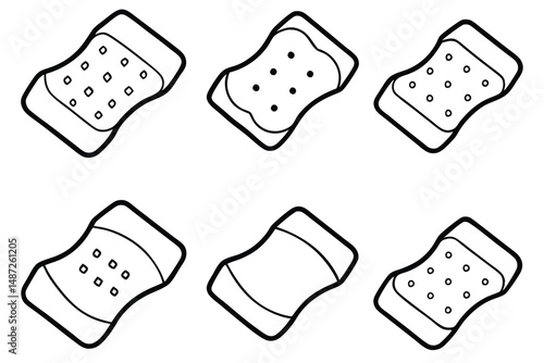 Gauze pads clean protect Line art