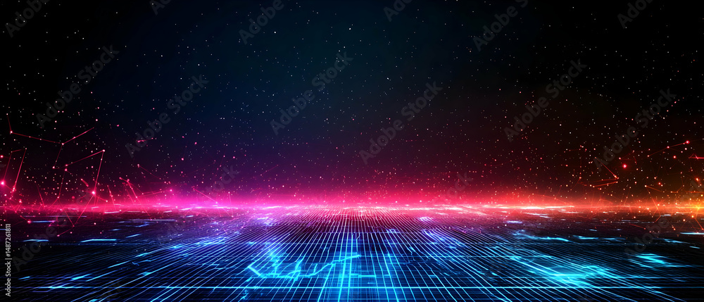 Obraz premium Abstract Glowing Digital Circuit Pattern Background