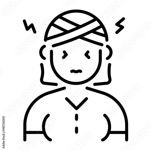 A line style icon of head injury