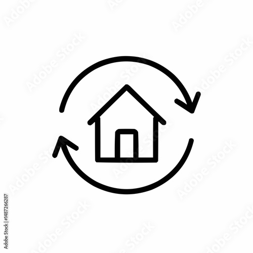 Stylized navigation arrows circling around a house icon — symbol of change of address.