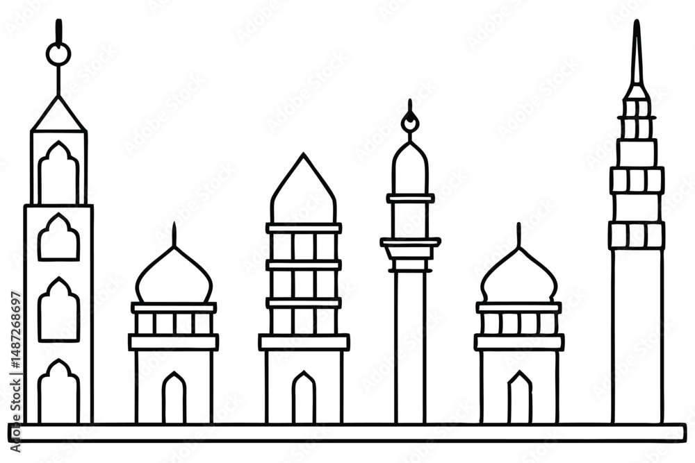 Giralda Minaret Ancient Tower View Line art Giralda Minaret Ancient Tower View Line art