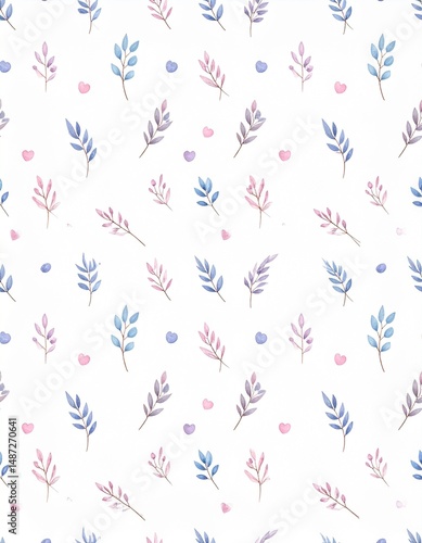 Watercolor Floral White Background Pattern
