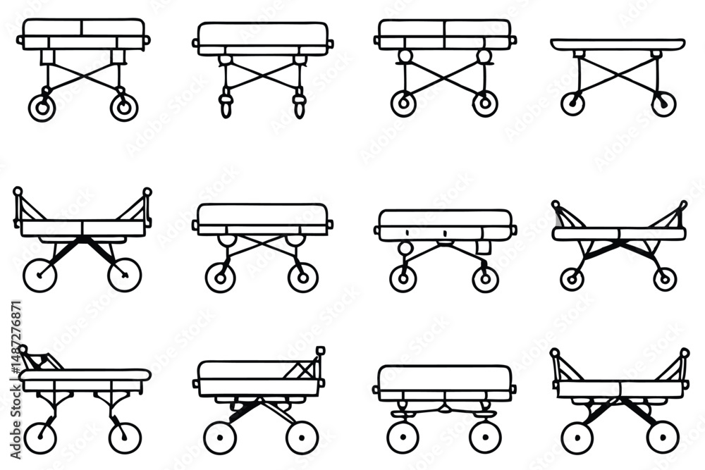 Gurneys emergency stretcher Line art Gurneys emergency stretcher Line art