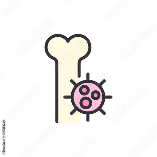 Human Bone Infected With Cancerous Tumor Cell Illustration Icon