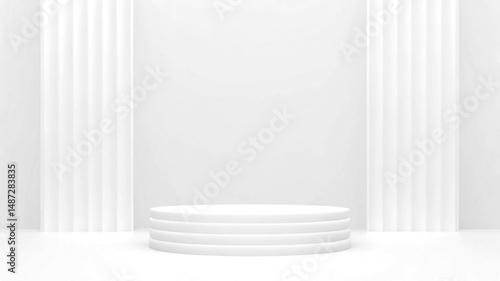 White Minimalist Podium mockups with Classic Columns for Product Presentation