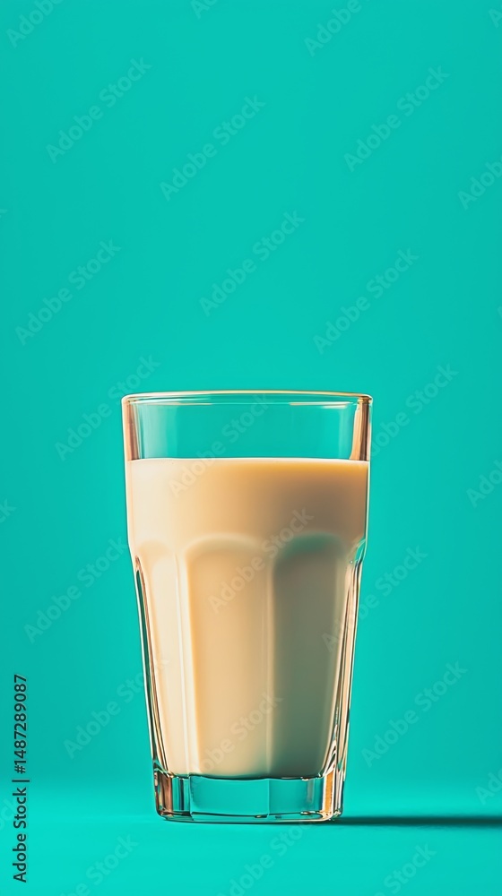 Glass of Milk on Teal Background Glass of Milk on Teal Background