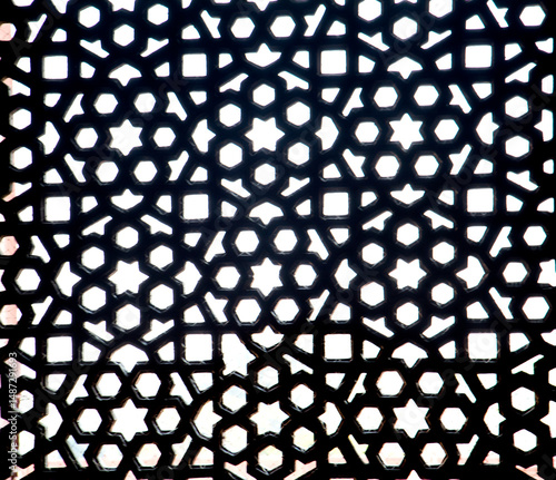 Old stone carving window, India.