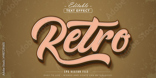 Retro cursive letters theme, editable text effect.