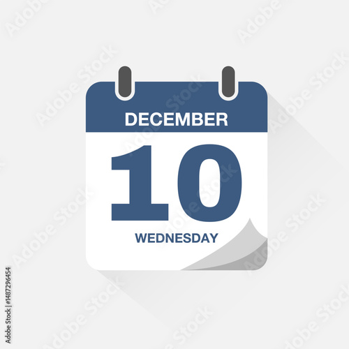 Day calendar with date December 10. Calendar icon vector. Event calendar reminder, business meeting schedule date sign, deadline template, appointment date symbol, page calendar agenda planner sign.