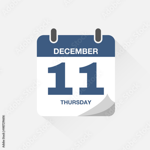 Day calendar with date December 11. Calendar icon vector. Event calendar reminder, business meeting schedule date sign, deadline template, appointment date symbol, page calendar agenda planner sign.