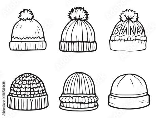elegant winter hats line art drawing for seasonal warmth