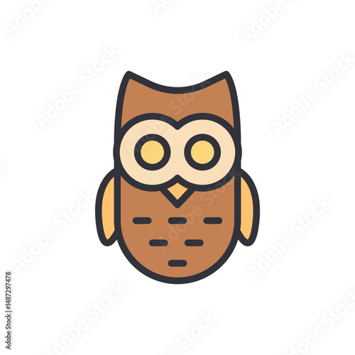 Stylized Owl Illustration With Geometric Design And Soft Color Palette