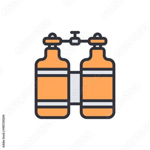 Illustration Of Double Scuba Tank For Underwater Diving Adventures