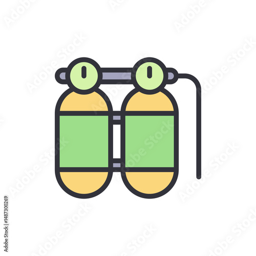 Stylized Icon Of Oxygen Tanks Used For Scuba Diving Activity