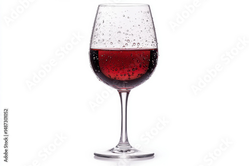 Glass of wine sparkling with water droplets.