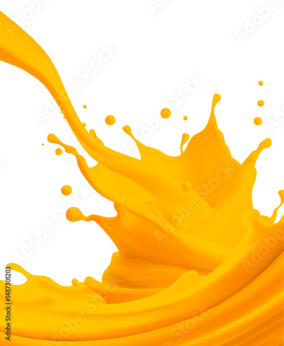 Transparent orange liquid splash. Juice background. Elements for your design. orange juice splashes