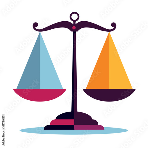 Balance scale symbolizing work and life, pop art minimalism