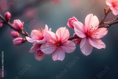 Intertwined blossoms, delicate petals, flowing lines, design, pattern, petals