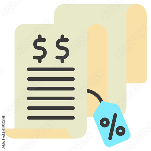 Bill Payment flat color, mini illustration icon. use for modern concept, print, UI, UX kit, web and app development. Vector related to sales, logistic and ecommerce