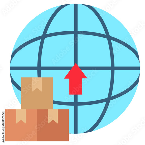 Export Goods flat color, mini illustration icon. use for modern concept, print, UI, UX kit, web and app development. Vector related to sales, logistic and ecommerce