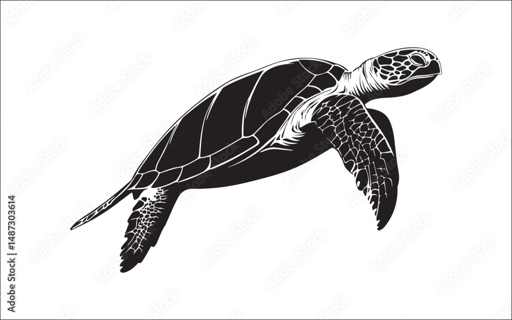 Obraz premium sea turtle vector illustration. turtle, tribal, vector, ocean, marine, illustration, graphic, aquatic, artwork, silhouette