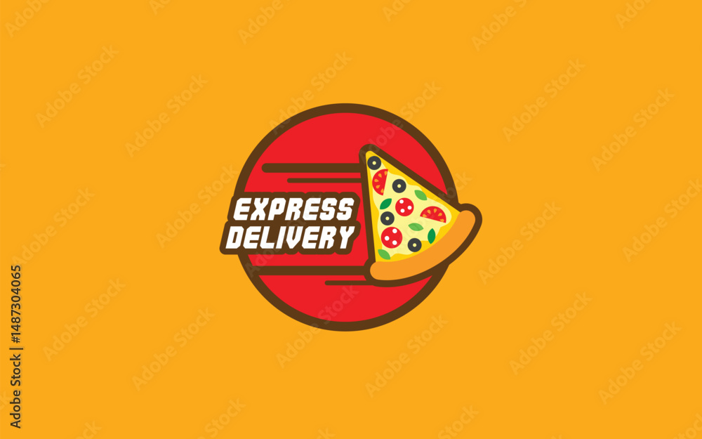 Naklejka premium Food Delivery Icon, Fast Food Logo Design, Online Food Order Symbol, Delivery Scooter Emblem, Takeaway Food Icon, Fast Food Packaging Logo, Mobile Food Delivery Icon, Quick Meal Service Symbol, 