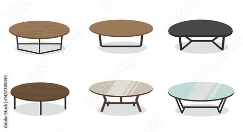 Round coffee tables in different styles