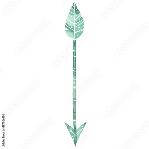 Artistic Arrow with Spontaneous Freeform Lines in Green Isolated on Transparent Background
