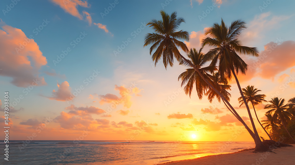 Orange red fiery sunset golden hour beach palms and sea Dark tree silhouettes against the evening sky travel holiday romantic atmosphere background wallpaper 60355231 4 Orange red fiery sunset golden hour beach palms and sea Dark tree silhouettes against the evening sky travel holiday romantic atmosphere background wallpaper 60355231 4