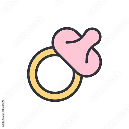Cute Infant Pacifier With Soft Pink Color For Newborn Baby Icon