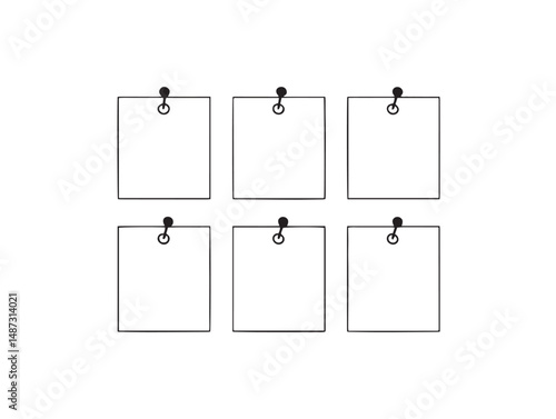 simple yellow sticky note with black pushpin vector