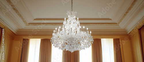 Ornate Crystal Chandelier in Elegant Room