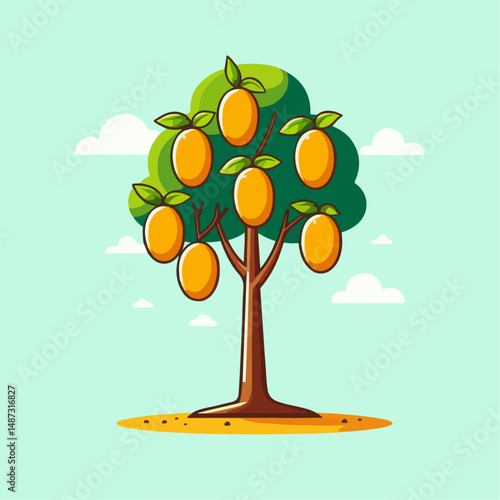 illustration of a manggo fruit tree