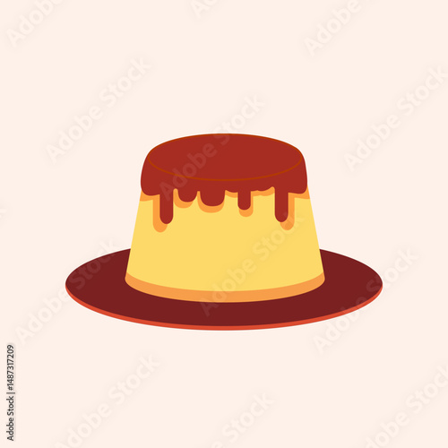 Pudding caramel graphic illustration icon line vector 2d style