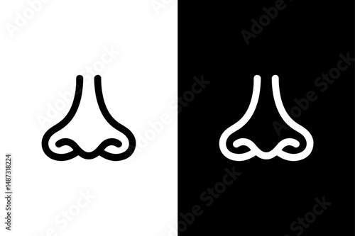 Human Nose Outline Vector Bold Silhouette on White Canvas.