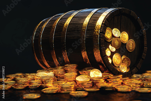 "3D Treasure Barrel with Gold Coins | Wealth, Fortune & Riches Concept Animation | Pirate Loot & Hidden Gold in 4K"

