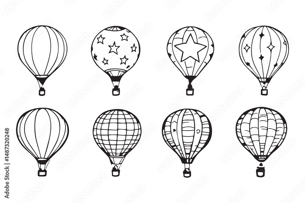 Naklejka premium Hot Air Balloon line art 