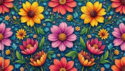 Intricate floral pattern, repeating seamlessly , nature, fabric