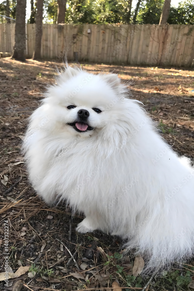 Adorable Fluffy Pomeranian's Delightful Portrait: a Charming little Pomeranian, sits in an open space, beaming with happiness and warmth. Adorable Fluffy Pomeranian's Delightful Portrait: a Charming little Pomeranian, sits in an open space, beaming with happiness and warmth.