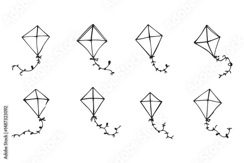 Kite flying line art 