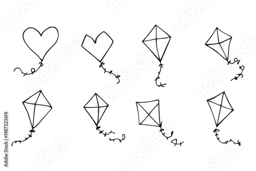Kite flying line art 
